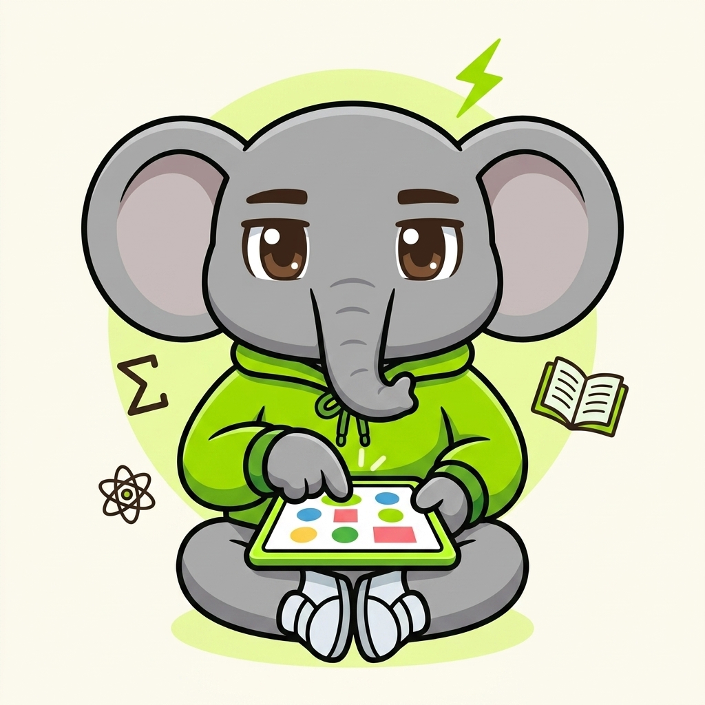 A child taps through a colourful quiz card with Elphup
